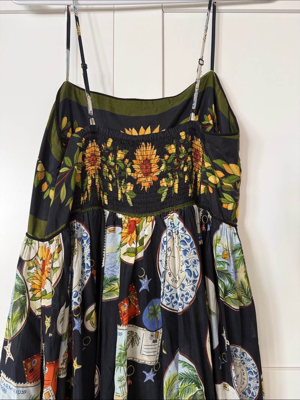 FARM Rio Black Maxi Dress with Sunflower and Olive Trim - Picture 5 of 10